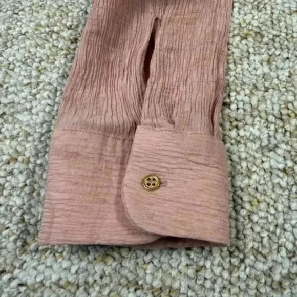 Zara Women’s Button Up Wrinkled Satin Effect Long Sleeve Shirt Size Small - Picture 5 of 9